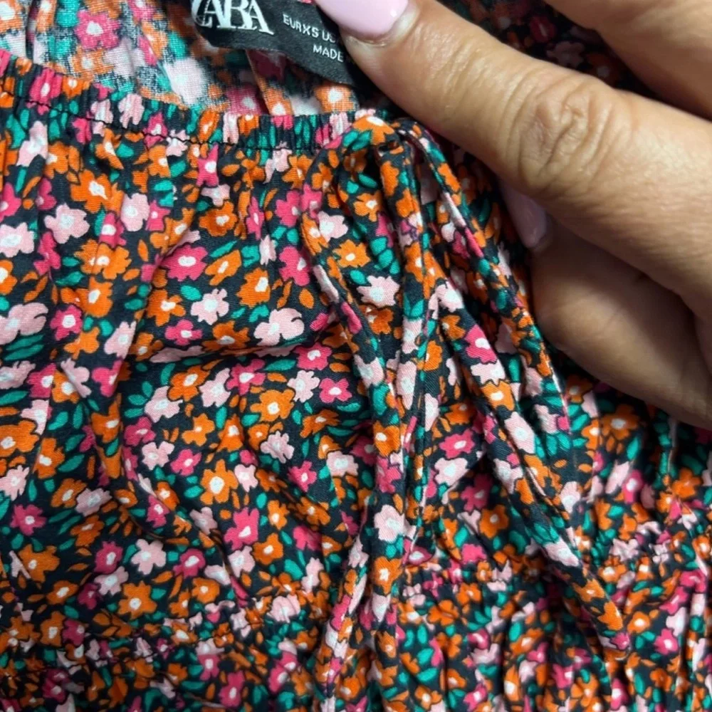 Zara Black Multicolor Floral Blouse - Picture 6 of 6